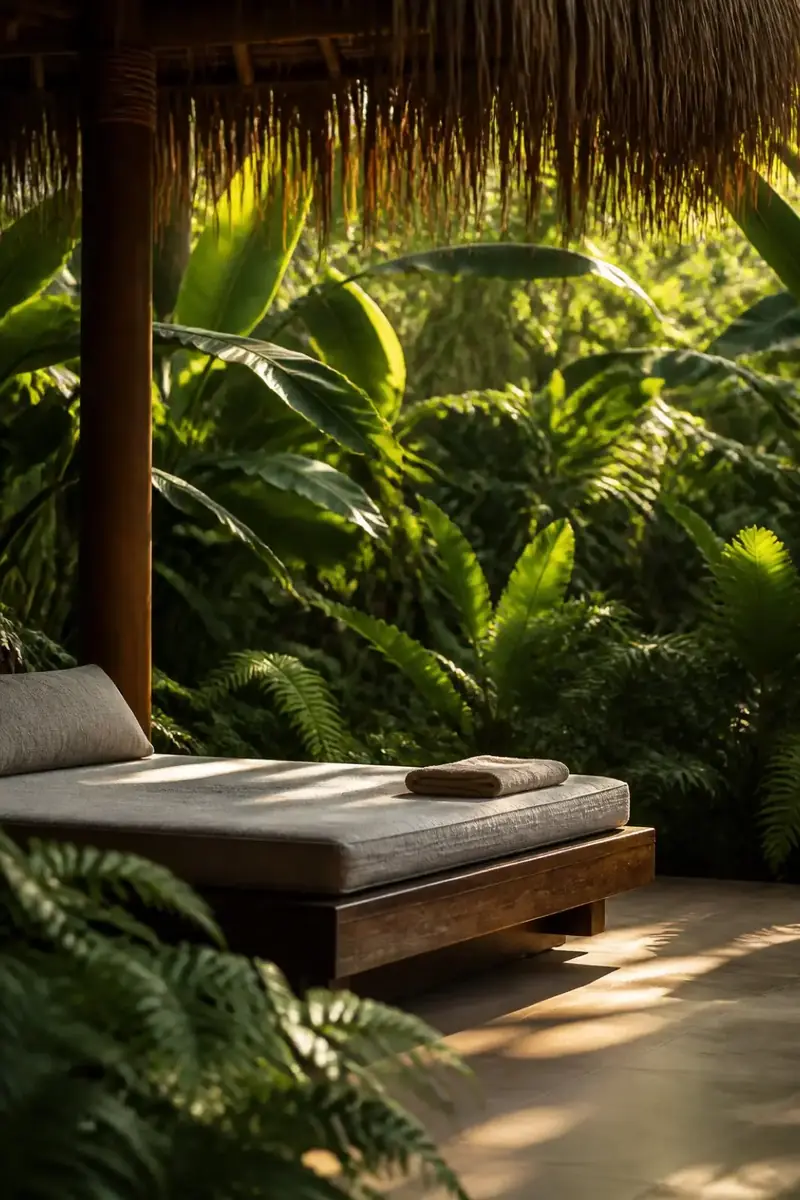 Quiet garden lounge at R8ST Wat Ket